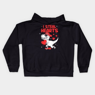 I Steal Hearts Trex Dino Valentine's Day Kids Hoodie